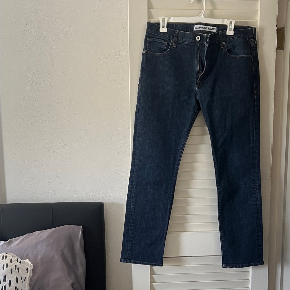 Express Men's Straight Jeans in Deep Indigo